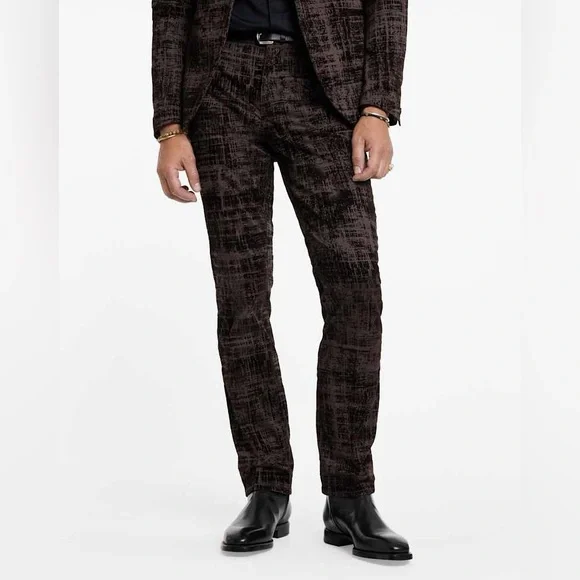 John Varvatos Slim Flocked Texture Motor City Pants Navy NWT Size 31